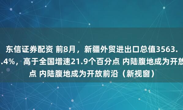 东信证券配资 前8月，新疆外贸进出口总值3563.1亿元，增长25.4%，高于全国增速21.9个百分点 内陆腹地成为开放前沿（新视窗）
